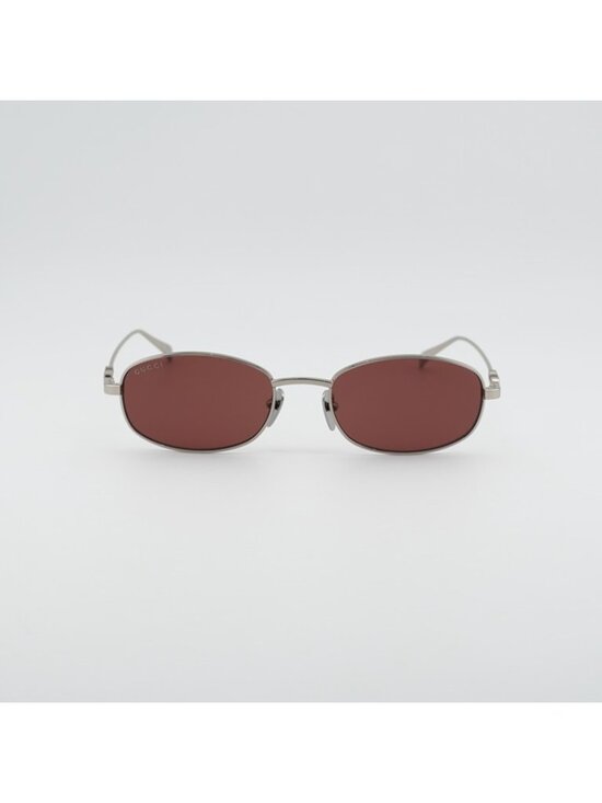 Gucci GG1940S 003 Sunglasses Silver Rectangle Frame, Red Lenses main image 6
